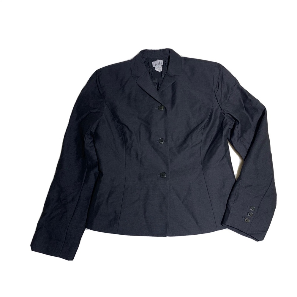 Ann Taylor Loft Black wool blend career blazer jacket Sz 6